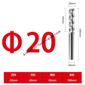 Dao phay Trụ nhôm 20*45*100*20-3F