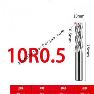 Dao phay Trụ cầu nhôm D10(R0.5)x30x75x10-3F