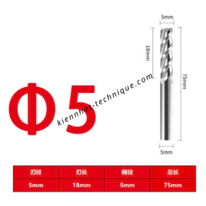 Dao phay Trụ nhôm 5*18*75*5-3F