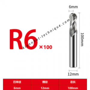 Dao phay cầu nhôm R6X24X100x12X2T
