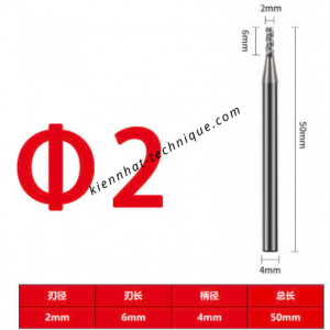 Dao phay Trụ nhôm 2*6*50*4-3F