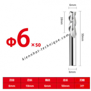 Dao phay phá thô nhôm 6*18*50*6-3F