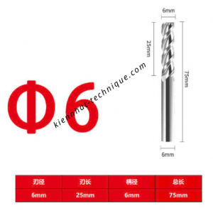 Dao phay Trụ nhôm 6*25*75*6-3F
