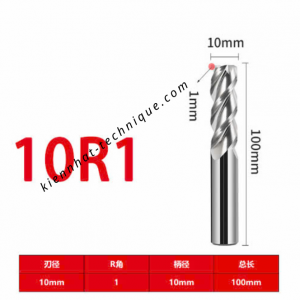 Dao phay Trụ cầu nhôm D10(R1)x40x100x10-3F