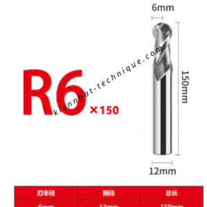 Dao phay cầu nhôm R6x24x150x12X2T