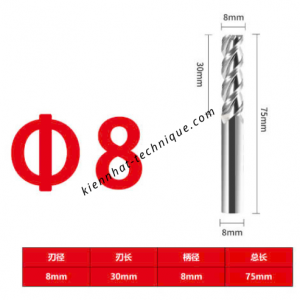 Dao phay Trụ nhôm 8*30*75*8-3F