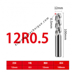 Dao phay Trụ cầu nhôm D12(R0.5)x45x100x12-3F