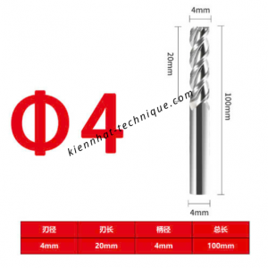 Dao phay Trụ nhôm 4*20*100*4-3F