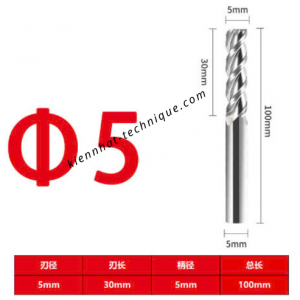 Dao phay Trụ nhôm 5*30*100*5-3F