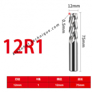 Dao phay Trụ cầu nhôm D12(R1)x30x75X12-3F