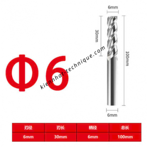 Dao phay Trụ nhôm 6*30*100*6-3F