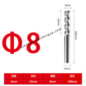 Dao phay Trụ nhôm 8*35*100*8-3F