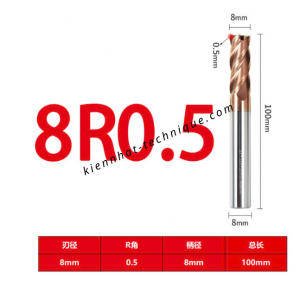 Dao phay Trụ cầu D8(R0.5)*35*100-4F