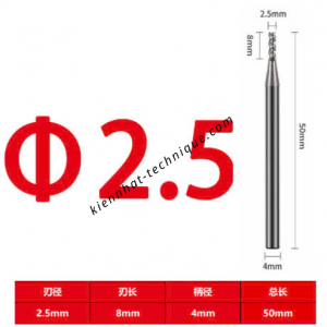 Dao phay Trụ nhôm 2.5*8*50*4-3F