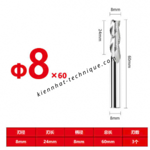 Dao phay phá thô nhôm 8*24*60*8-3F
