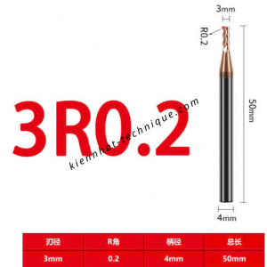 Dao phay Trụ cầu D3(R0.2)*9*50-4F