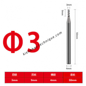 Dao phay Trụ nhôm 3*9*50*4-3F