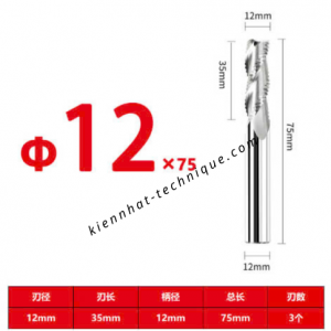 Dao phay phá thô nhôm 12*35*75*12-3F
