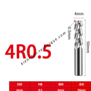 Dao phay Trụ cầu nhôm  D4(R0.5)X12X50X4-3F