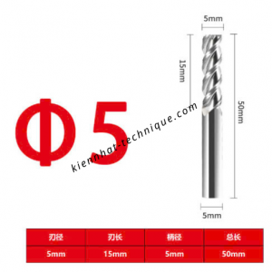 Dao phay Trụ nhôm 5*15*50*5-3F
