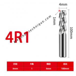 Dao phay Trụ cầu nhôm   D4(R1)x25x100x4-3F