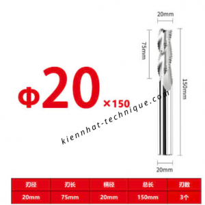 Dao phay phá thô nhôm 20*75*150*20-3F