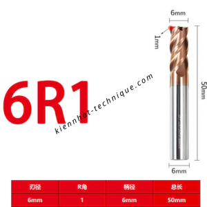 Dao phay Trụ cầu D6(R1)*15*50-4F