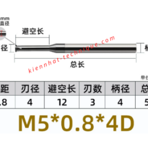 Dao phay ren M5X0.8 (3.9*15*50*4) (1 răng )