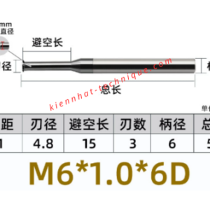 Dao phay ren  M6X1.0 (4.8*18*50*6) (1 răng )