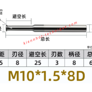 Dao phay ren M10X1.5 (8*25*60*8) (1 răng )
