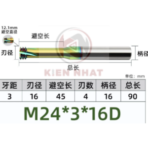 Dao phay ren nhôm M24X3 (14*48*90*14) (3 răng )
