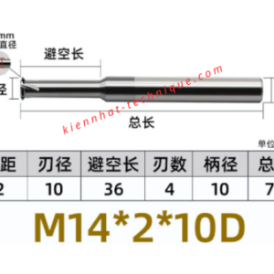 Dao phay ren M14X2 (10*36*75*10) (1 răng )
