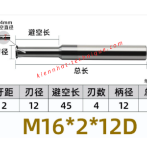 Dao phay ren M16X2 (12*45*75*12) (1 răng )