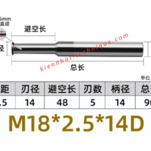 Dao phay ren M18X2.5 (14*48*90*14) (1 răng )