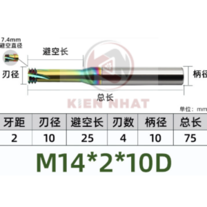 Dao phay ren nhôm M14X2 (10*25*75*10) (3 răng )