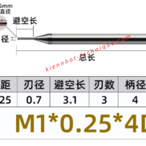Dao phay ren M1*0.25 (0.7*3.1*50*4) (1 răng)