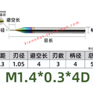 Dao phay ren nhôm M1.4X0.3 (1.05*4*50*4) (1 răng )
