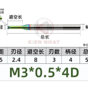 Dao phay ren nhôm M3X0.5 (2.4*9*50*4) (1 răng )