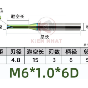 Dao phay ren nhôm M6X1.0 (4.8*18*50*6) (1 răng )
