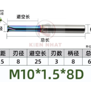 Dao phay ren nhôm M10X1.5 (7.9*28*60*8) (1 răng )