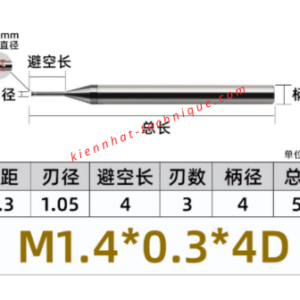 Dao phay ren M1.4*0.3 (1.05*4*50*4) (1 răng)