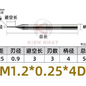 Dao phay ren M1.2X0.25 (0.9*3.8*50*4) ( răng )