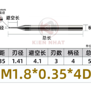 Dao phay ren M1.8x0.35 (1.4*5.6*50*4) (3 răng )