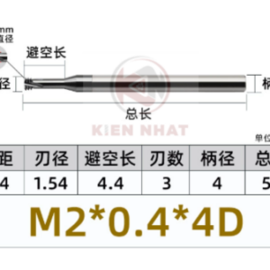 Dao phay ren M2x0.4 (1.55*6*50*4) (3 răng )