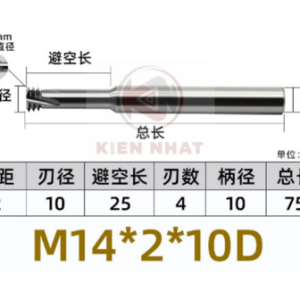 Dao phay ren M14X2 (9.9*36*75*10) (3 răng )