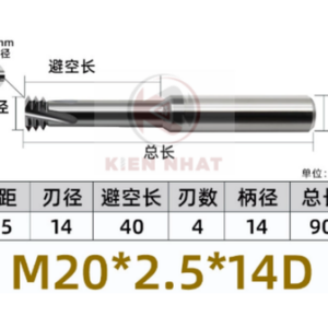 Dao phay ren M20X2.5 (14*40*90*14) (3 răng )