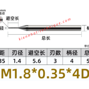 Dao phay ren M1.8x0.35 (1.4*5.6*50*4) (1 răng)