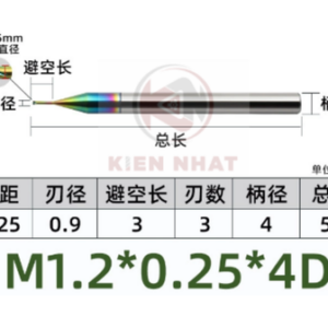 Dao phay ren nhôm M1.2X0.25 (0.9*3*50*4) (3 răng )