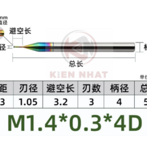 Dao phay ren nhôm M1.4X1.05 (3.2*3*50*4) (3 răng )